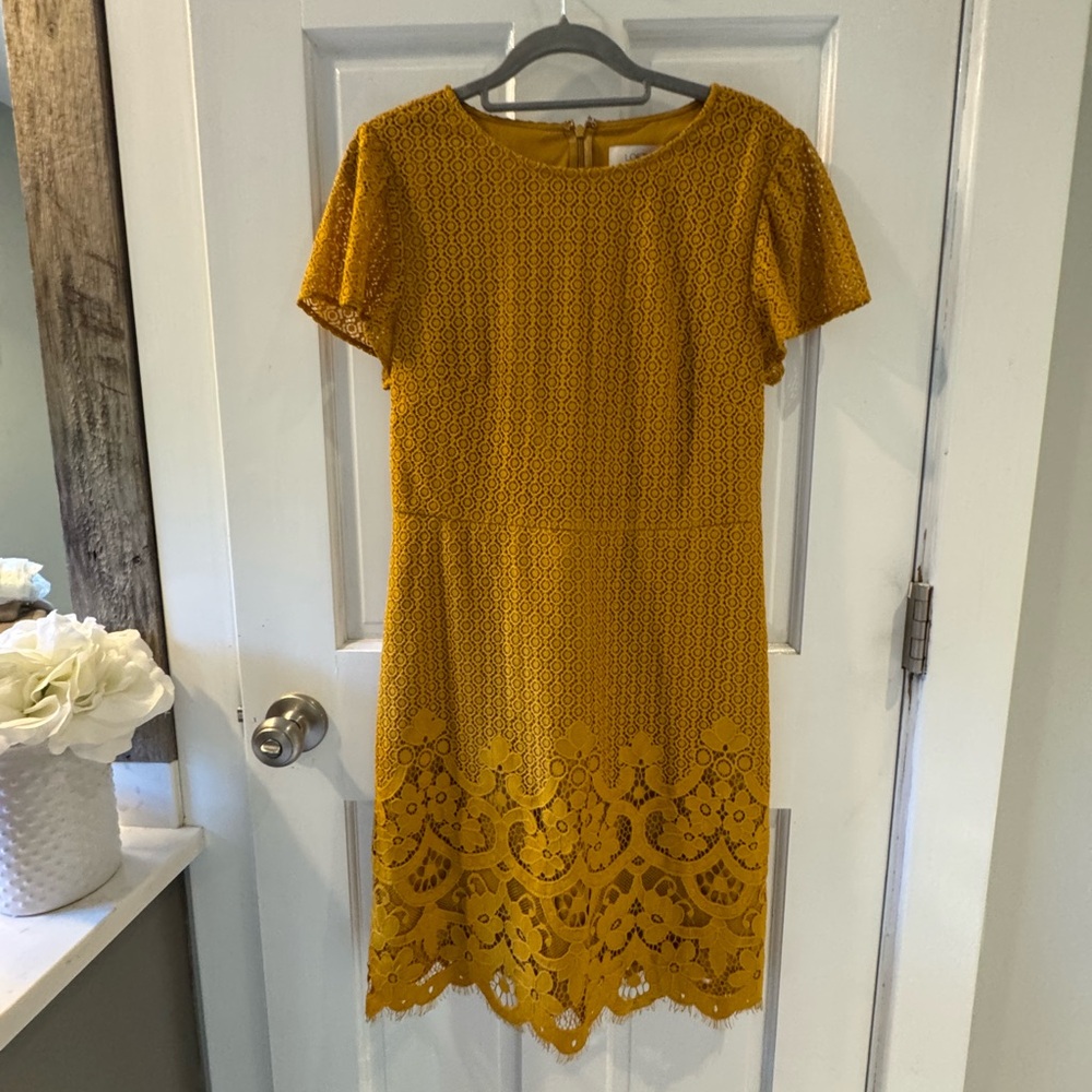 LOFT Mustard Yellow Lace Dress